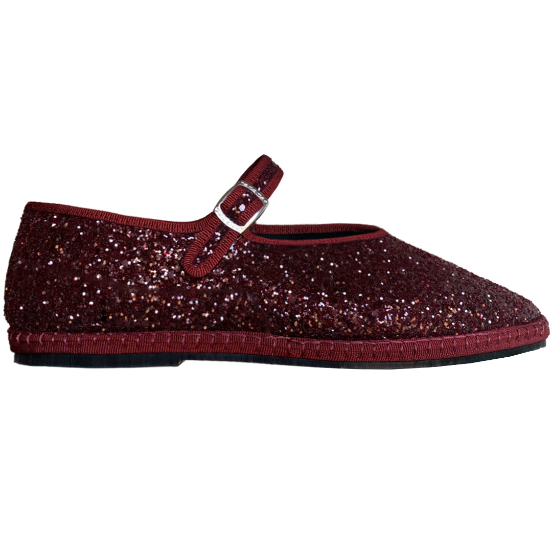 Mina Burgundy Glitter Mary Jane - Italian Sparkle Shoes 36 Mina Burgundy Glitter Mary Jane - Italian Sparkle Shoes 36