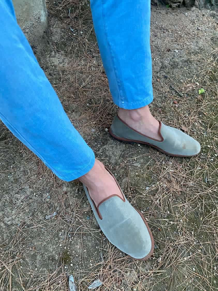 Mens Grey and Brown Friulane Shoes