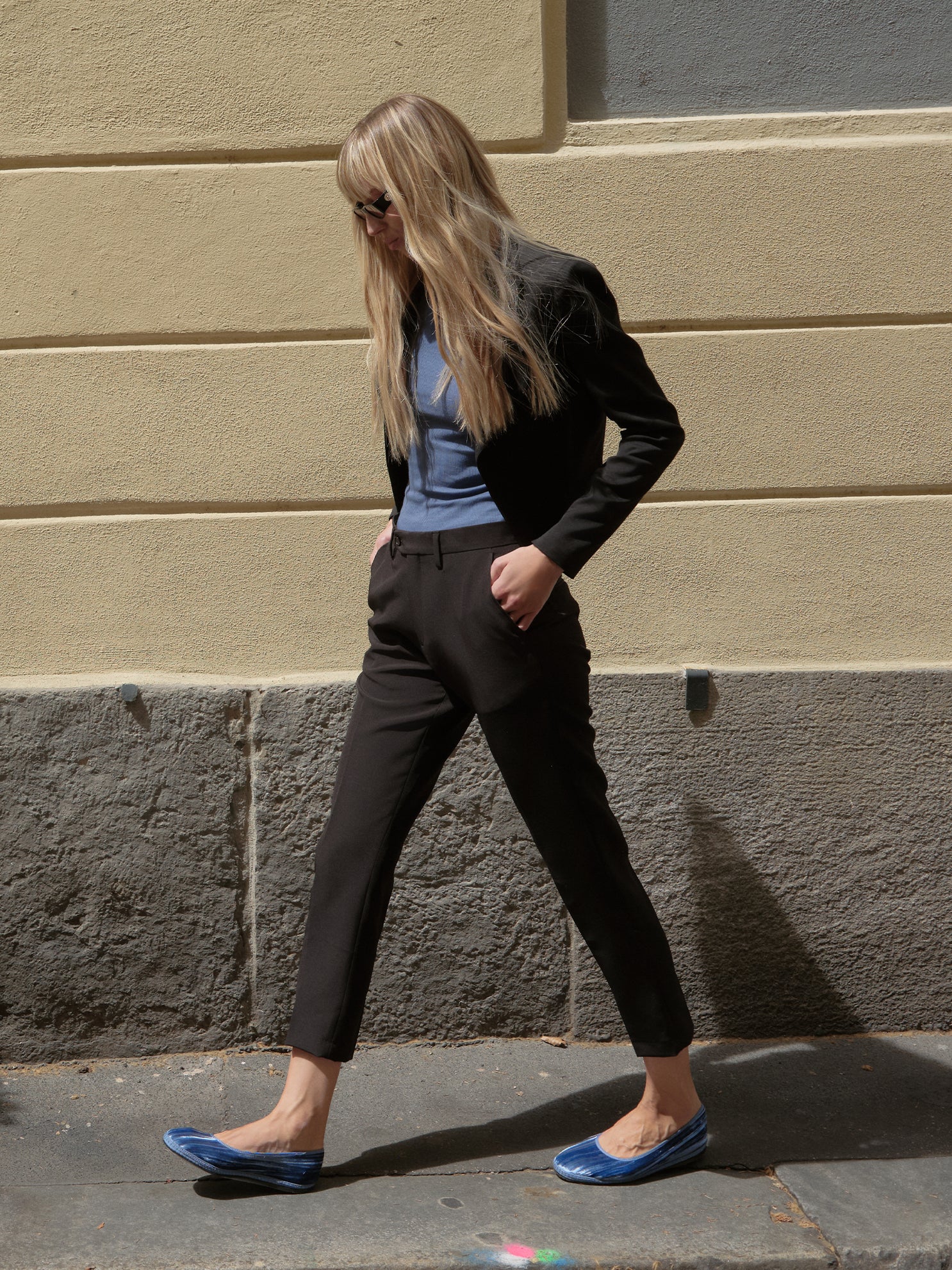 Sky Blue Ribbon Ballet Flat Friulane