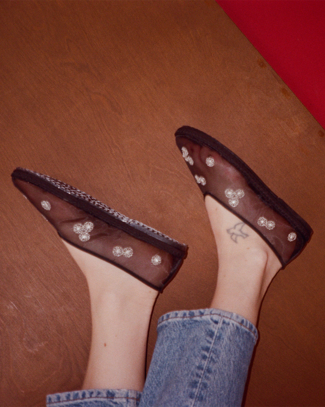 Ciao Lucia Embroidered Mesh Flat