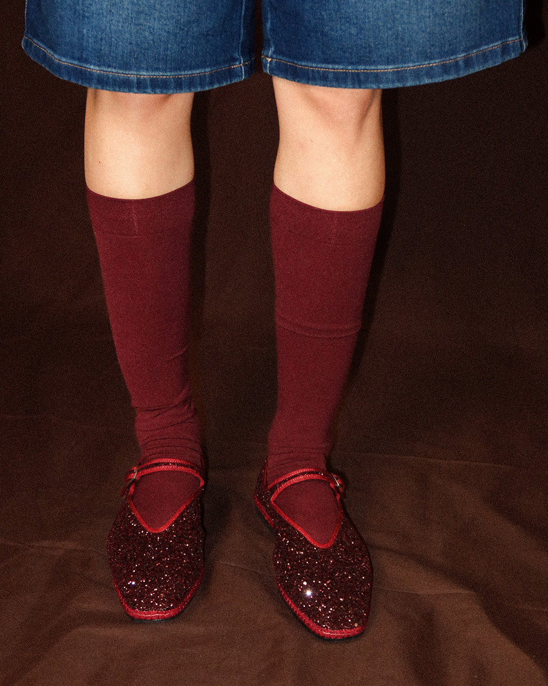 Mina Burgundy Glitter Mary Jane - Italian Sparkle Shoes
