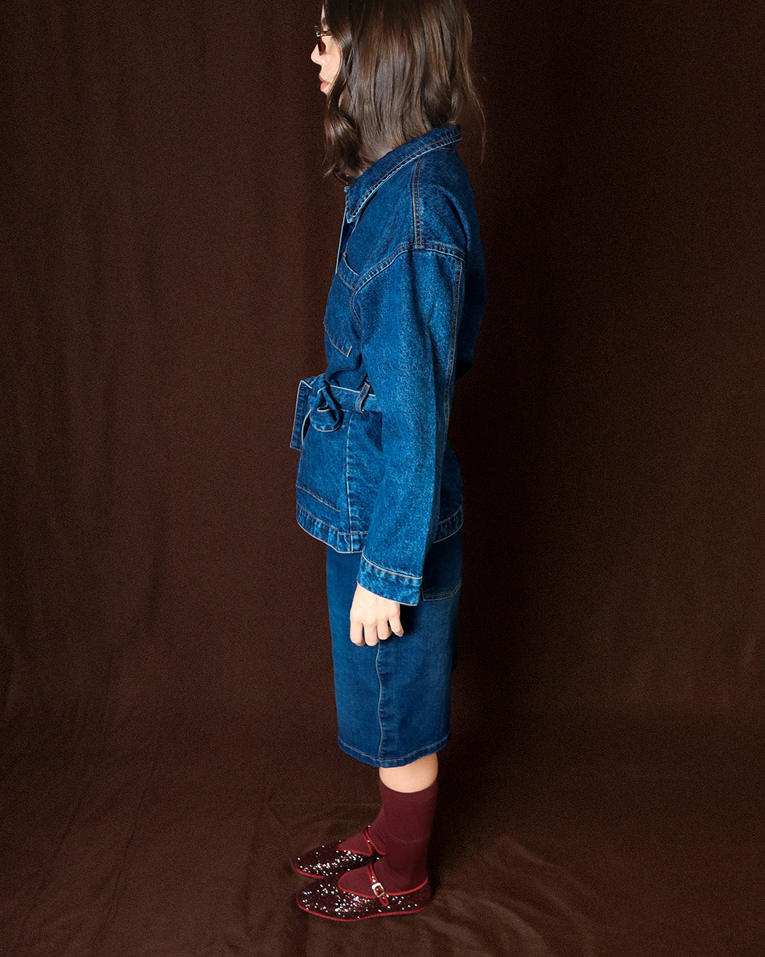 Mina Burgundy Glitter Mary Jane