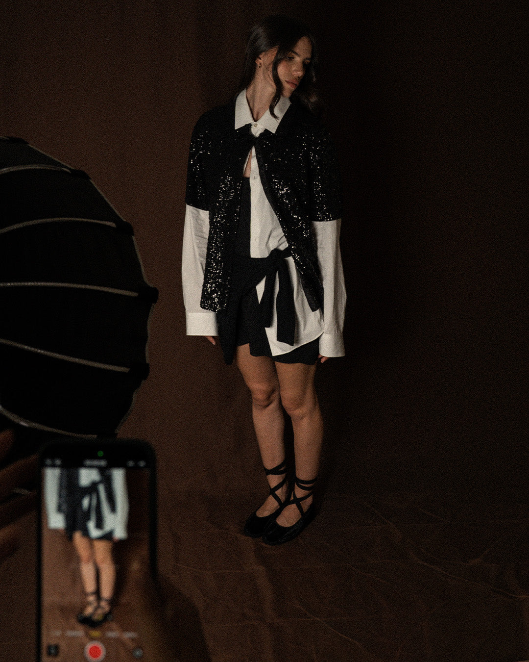 トップス andmary Ballet ribbon set tops black ANDMARY】Ballet ribbon set tops