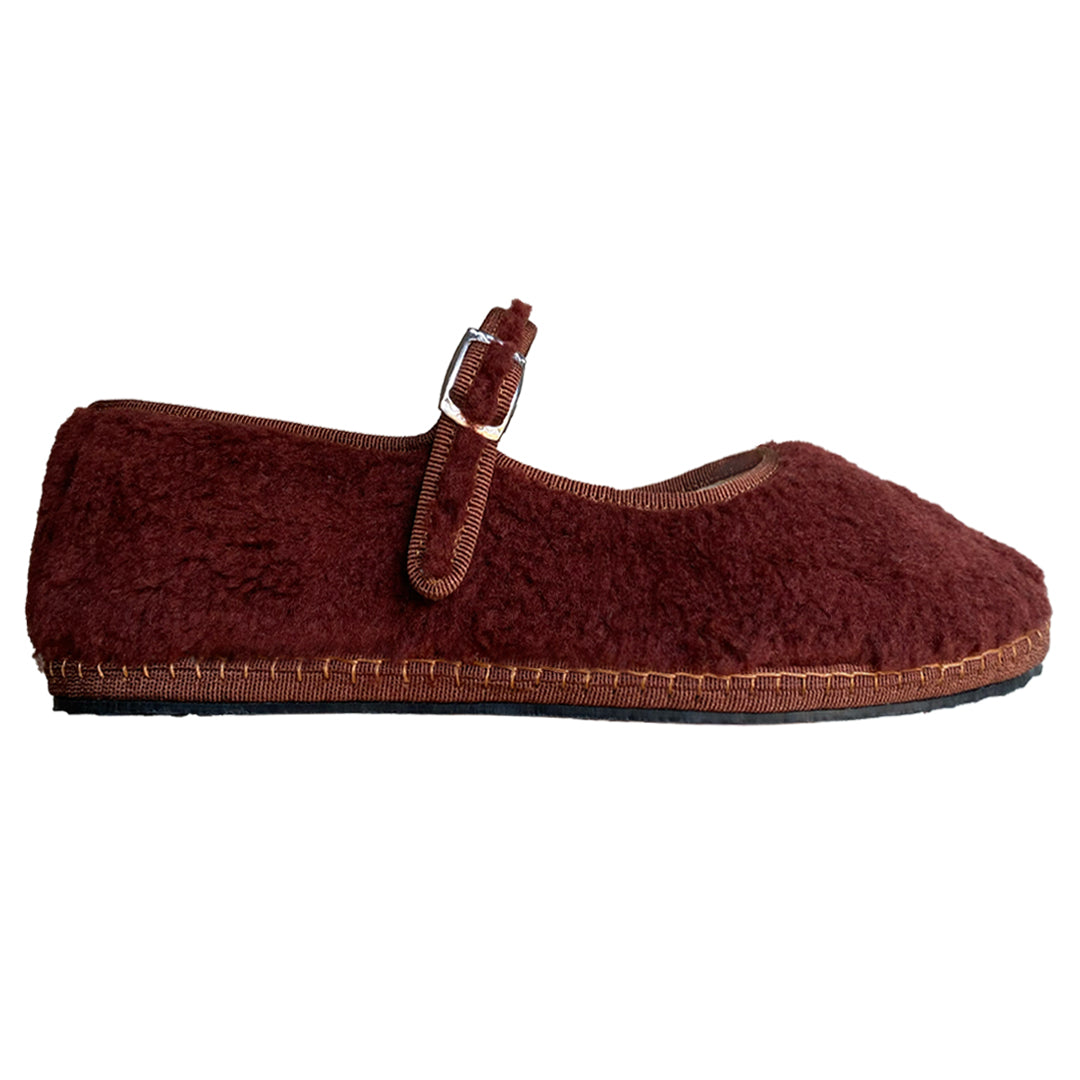 Pippa Maroon Shearling Mary Jane Friulane