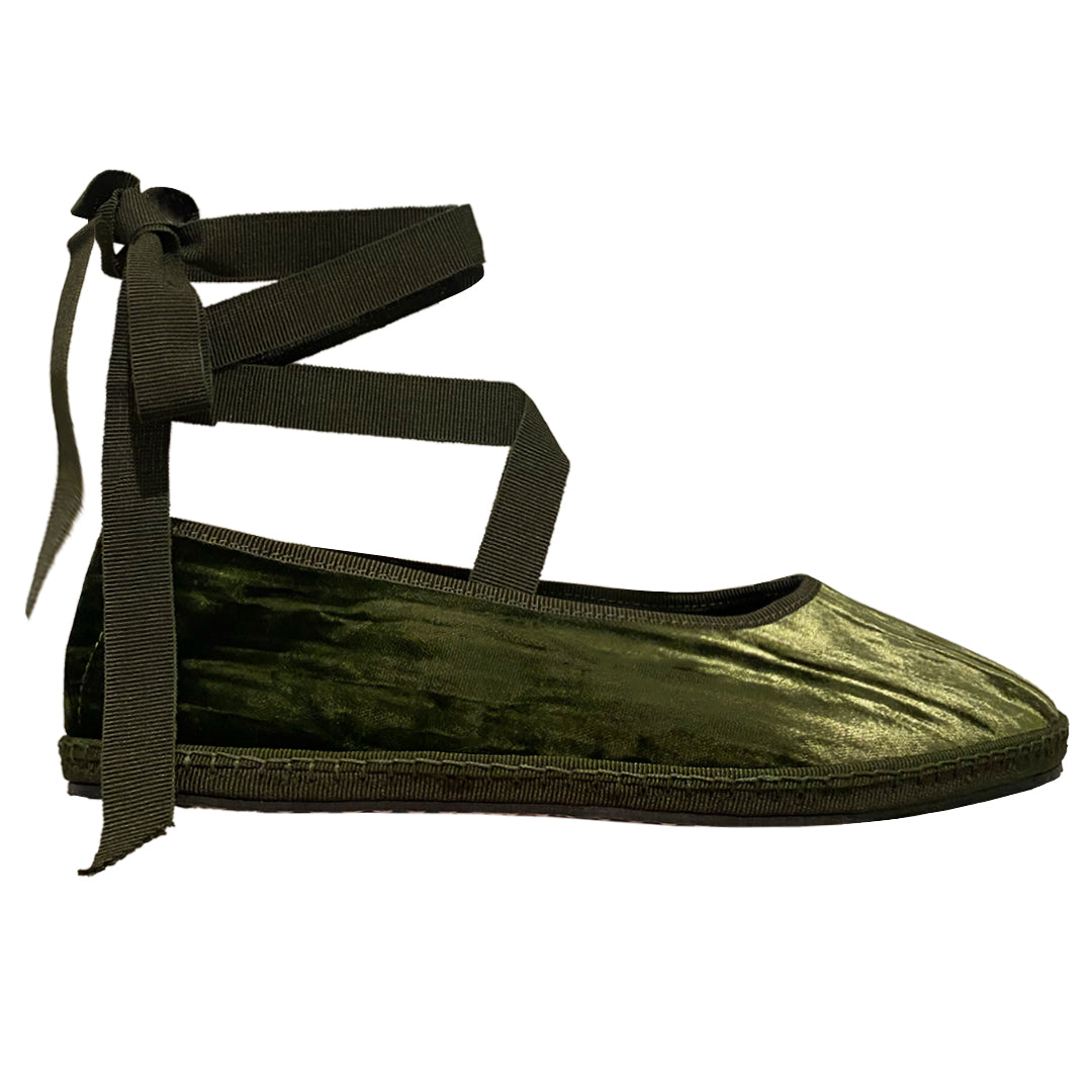 Olive Ribbon Ballet Flat Friulane