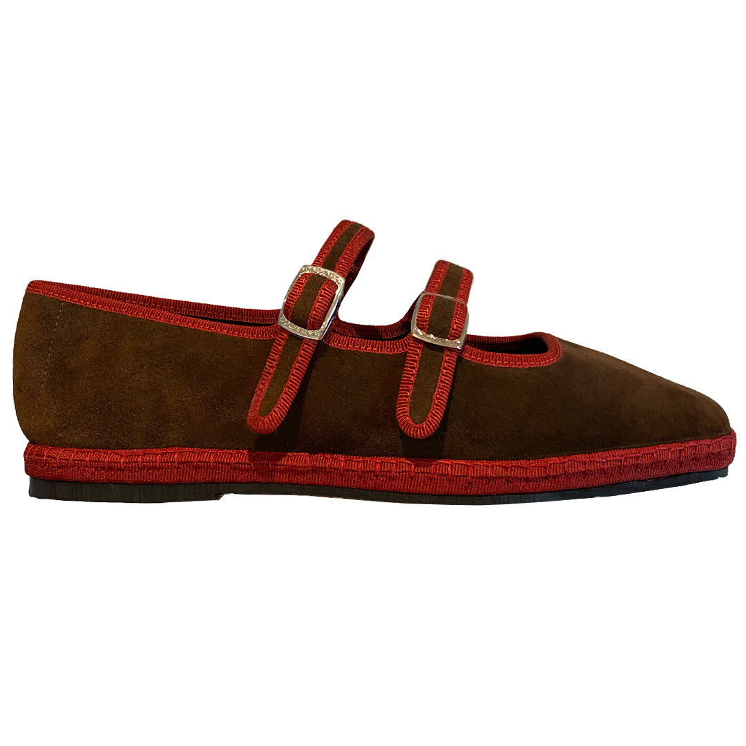 Roberta Chocolate Suede Double Mary Jane