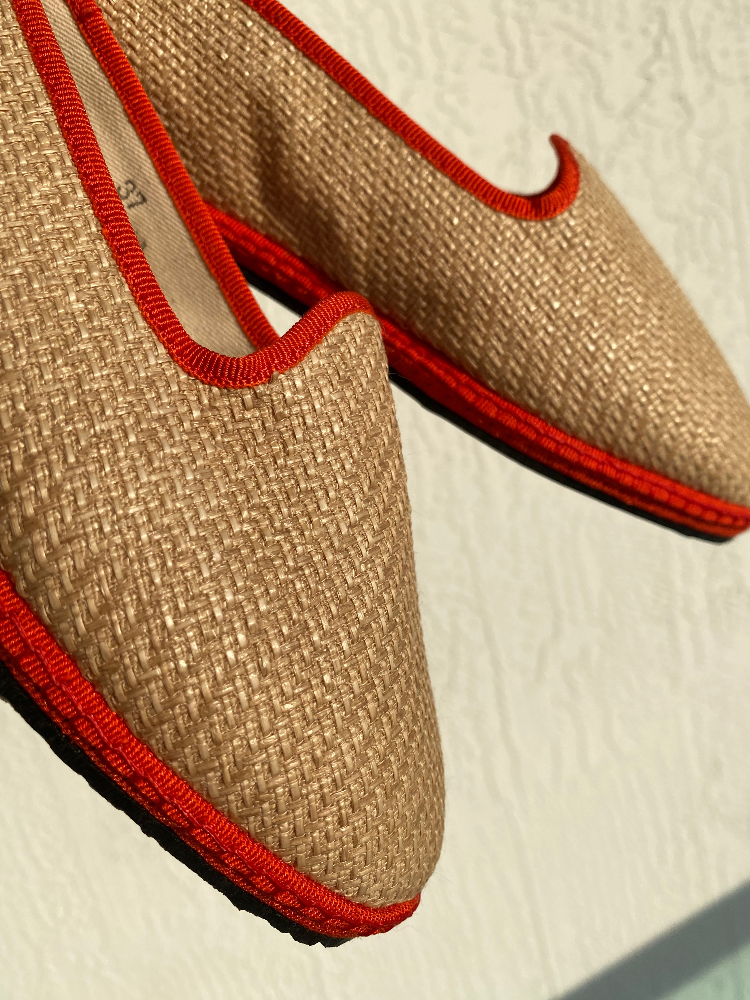 Cala Orange Raffia Friulane Shoes